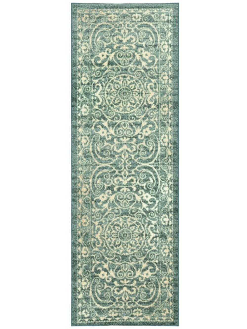 NEW Maples Rugs Pelham Medallion Runner Rug Light Spa Blue Multi 2 ft x 6 ft